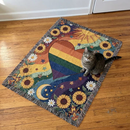 🏳️‍🌈 Handcrafted Rainbow Knit Blanket – Celebrating Pride, Unity & Personal Expression 🌈