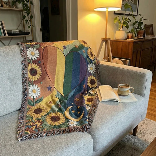 🏳️‍🌈 Handcrafted Rainbow Knit Blanket – Celebrating Pride, Unity & Personal Expression 🌈
