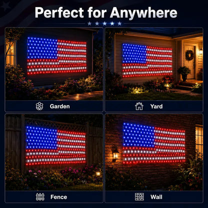 Outdoor solar American flag light, 6.5 ft x 3.28 ft, ultra-bright; suitable for Independence Day, National Day, and Memorial Day decorations; waterproof solar outdoor light