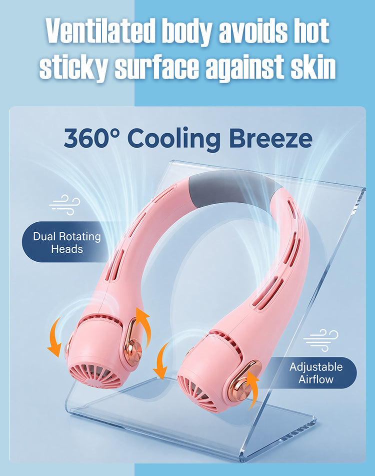 🥳2026 HOT SALE🥳💞50K+ SOLD!🍃💨 50% OFF! Neck Air Conditioner Fan – Ultra‑quiet, 360° rotating, 3 speeds. Hands‑free cooling, long battery. 😎🌬️
