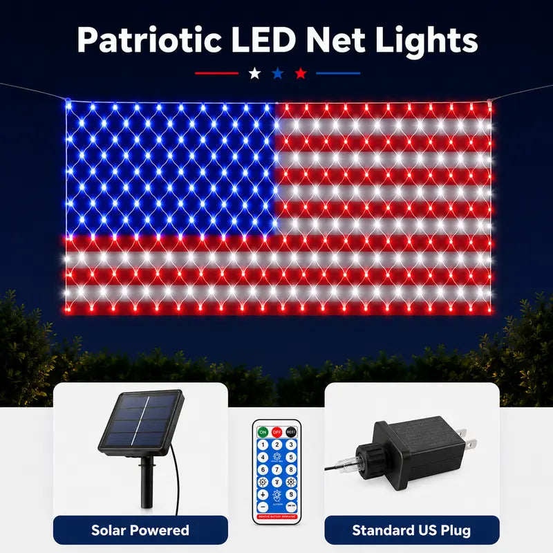 Outdoor solar American flag light, 6.5 ft x 3.28 ft, ultra-bright; suitable for Independence Day, National Day, and Memorial Day decorations; waterproof solar outdoor light
