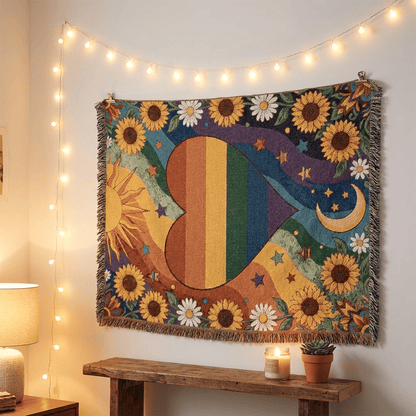 🏳️‍🌈 Handcrafted Rainbow Knit Blanket – Celebrating Pride, Unity & Personal Expression 🌈