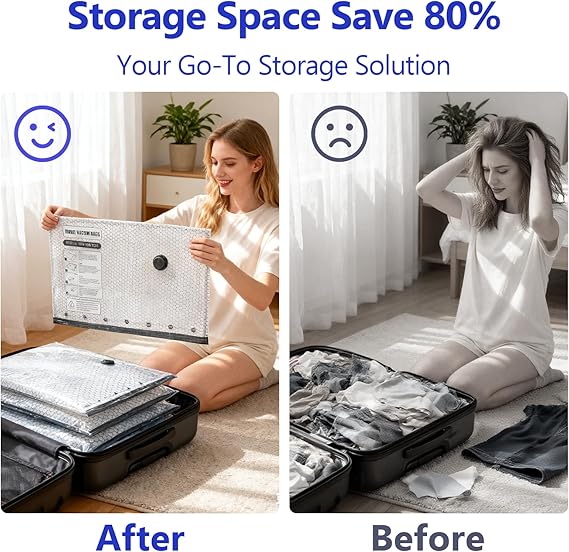Electric cordless vacuum storage bag set – easily expands storage space by three times.