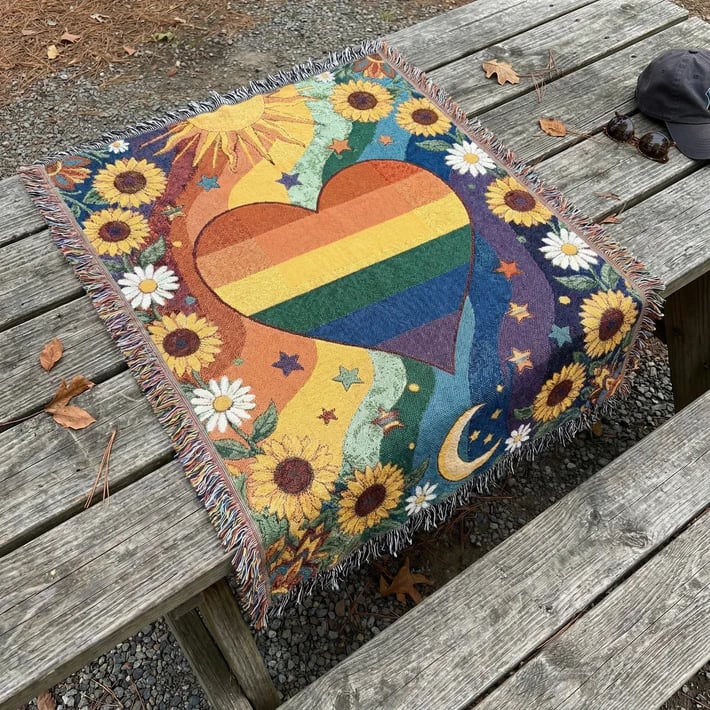 🏳️‍🌈 Handcrafted Rainbow Knit Blanket – Celebrating Pride, Unity & Personal Expression 🌈