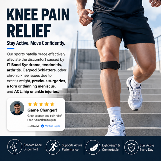 🥳2026 HOT SALE🥳💞50K+ SOLD!🦵💪 50% OFF! Sports Patella Brace – Adjustable strap, breathable neoprene. Relieves knee pain, stabilises patella. Run & gym without pain! 🏃‍♂️✨