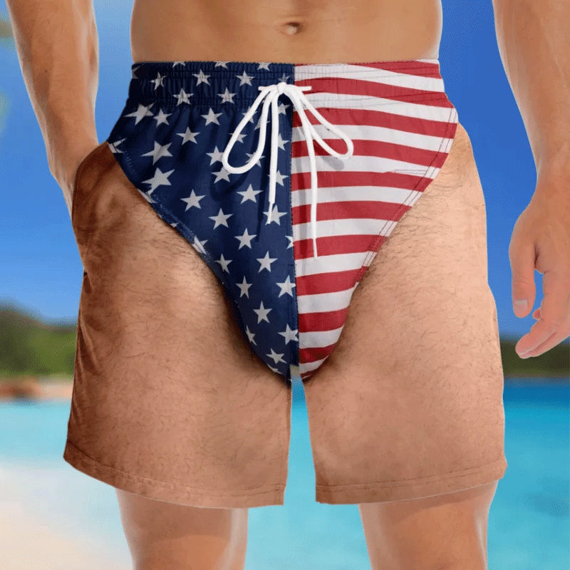 🔥Custom Funny Patriotic Men Swim Trunks