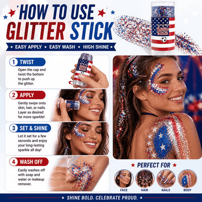 🔥Last Day 49% OFF🦅4th of July Glitter Stick✨🔔Red, White & Blue Body & Hair Sparkle
