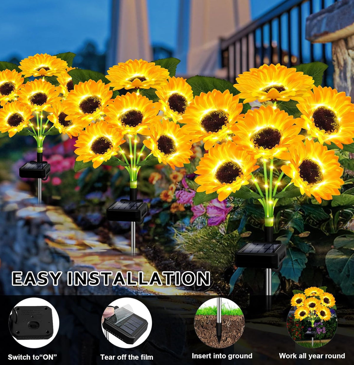 🔥Hot Sale 49% off🌟🌻 Solar Powered LED Sunflower Garden Lights Set