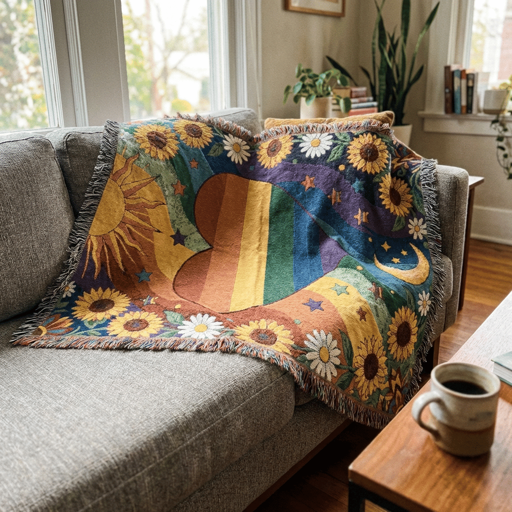 🏳️‍🌈 Handcrafted Rainbow Knit Blanket – Celebrating Pride, Unity & Personal Expression 🌈